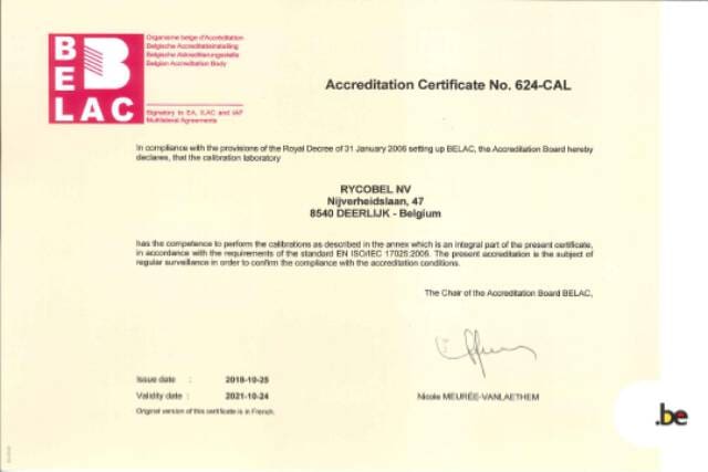 Article image of: Rycobel voert kalibraties uit volgens ISO 17025