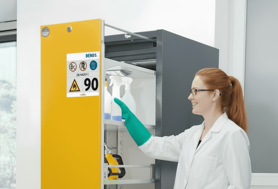 Labmedewerker bij veiligheidskast DENIOS